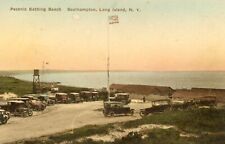 Usado, cerca de 1920 Southampton Long Island NY cartão postal, Peconic Bathing Beach, carros comprar usado  Enviando para Brazil
