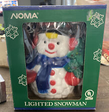 Vintage NOMA Lighted SNOWMAN Hard Plastic Blow Mold Small Tabletop W/Box for sale  Highland