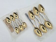 Vintage Soviet Stainless Steel Flatware Spoons & Teaspoons Gold Tone 12pcs USSR  for sale  Shipping to South Africa