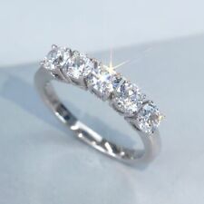 2 Ct Round Cut Moissanite Half Eternity Wedding Band Ring 14K White Gold Plated, used for sale  Shipping to South Africa