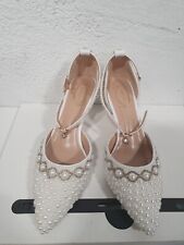 Zapatos de boda para novia 3" blanco perla EU 38/US 7.5, usado segunda mano  Embacar hacia Mexico
