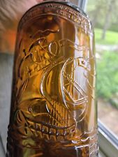 Ship On Bottle Embosed Amber Whiskey Spanish Galleon, used for sale  Shipping to South Africa