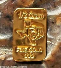1 /3 GRAM GOLD BAR 24K PURE TGR PREMIUM BULLION INGOT 99.99 FINE CERTIFIED for sale  Houston
