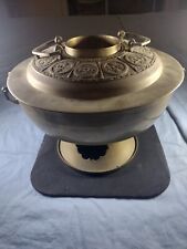 Gran olla de mesa de fondue ornamentada coreana de latón brazier diseño de moneda segunda mano  Embacar hacia Argentina