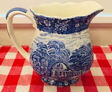 Used, Palissy Pottery Pitcher Blue Transferware Garrick Villa Thames Rivers Scenes  for sale  Shipping to South Africa