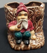 Vtg Gnome Tree Stump Planter Ceramic Pottery Decor  for sale  Shipping to South Africa