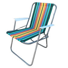 Vintage Folding Garden Chair with Arm Rests Multicolour Striped Retro Camping for sale  Shipping to South Africa