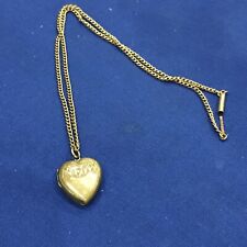 Vintage Antique Rolled Gold? Gold Plated? Engraved Heart Locket Chain Necklace for sale  Shipping to South Africa