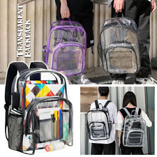 Clear Backpack Transparent PVC Work School Bag Large Heavy Duty Travel Bookbag til salgs  Frakt til Norway