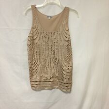 Express Beige Laser Cut Metallic Lace Cami Tank Top Women's M for sale  Shipping to South Africa