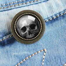 Memento Mori Pin Brooch, Skull Badge, Skull Goth Jewelry, Gothic Skeleton Gift for sale  Shipping to Canada