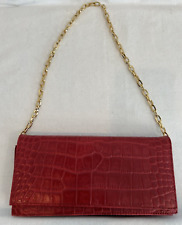 Bolsa de ombro/embreagem Giani Bernini vermelha couro genuíno crocodilo em relevo, usado comprar usado  Enviando para Brazil