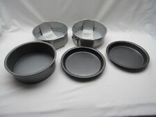 5 asst modern round sponge cake baking tins, used for sale  Shipping to South Africa