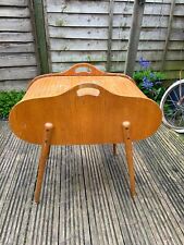 Mid Century vintage wooden sewing storage box with a roll-top tambour lid. for sale  Shipping to South Africa