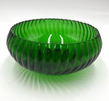 Vintage MCM Emerald Green Glass Ribbed Bowl Serving Candy Dish Tray Retro for sale  Shipping to South Africa