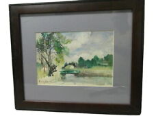 Pintura em aquarela paisagem ponte sobre água arte fina original Emily Barto comprar usado  Enviando para Brazil