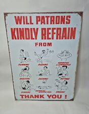Retro Inspired Swimming Pool Wall Hanging Metal Sign - "Patrons Refrain From", used for sale  Shipping to South Africa