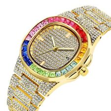 Iced Out  Gold Watch For Men Luxury Diamond, Hip Hop, Waterproof  comprar usado  Enviando para Brazil