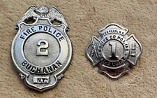 Lot of 2 Vintage Antique Obsolete Police Fire Badges Buchanan NY, used for sale  Shipping to South Africa