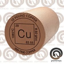 10 Pound lb (160 oz) Fine Copper Cylinder Element .999 Bullion Bar Ingot Rod for sale  Shipping to South Africa