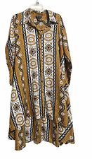Step in Style Dress Hi Lo  Oversized Black Yellow African Print Tunic Lagenlook for sale  Shipping to South Africa