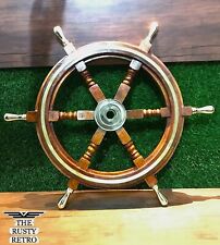 24 "Navio Steering Wood Wheel Antiques Náutico com punho de latão, anel de latão comprar usado  Enviando para Brazil