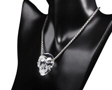 Skullis Necklace of Quartz Rock Crystal Hand Carved Crystal Skull Pendant for sale  Shipping to South Africa