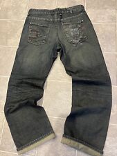 Calça jeans Crazy Vintage MARC ECKO Y2K corte caveira e costura skatista perna larga bordada 33, usado comprar usado  Enviando para Brazil