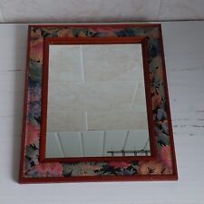 Vintage Rectangular Small Mirror Wooden Frame Floral Wall Hanging Interior for sale  Shipping to South Africa