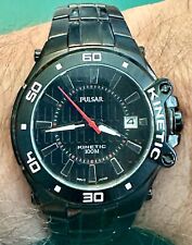 Pulsar Men's Kinetic Black Ion Finish Bracelet Date Watch YT57-X039   RUNS, used for sale  Shipping to South Africa