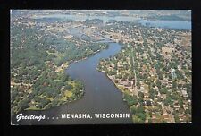 1982 Vista aérea saludos de Menasha WI Winnebago Co postal Wisconsin segunda mano  Embacar hacia Argentina