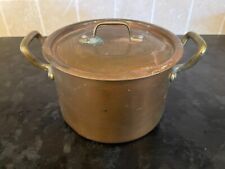 Small Vintage Copper Pot with 2 Brass Handles and Lid, used for sale  Shipping to South Africa