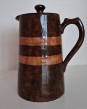 Antique Brown Glazed Clay Ceramic Lidded Coffee Pot/ Water/ Milk Jug. Vintage , used for sale  Shipping to South Africa