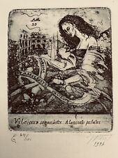 Used, Joana Danute Plikionyte-Bruziene , ex libris - graphic - etching 1996, signed for sale  Shipping to South Africa