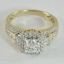 3Ct Princess Cut Lab Created Diamond 14K Gold Finish Engagement Cluster Ring for sale  Shipping to South Africa