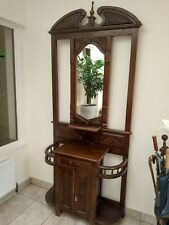 Solid Wood Hall Stand - hand carved with mirror for sale  RUGBY