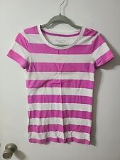 Camiseta feminina listrada branca e roxa da American Eagle Outfitters tamanho pequeno comprar usado  Enviando para Brazil