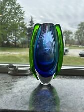 Jarrón de vidrio artístico de cristal MCM Fifth Ave vintage púrpura azul y verde, ¿murano? , usado segunda mano  Embacar hacia Argentina