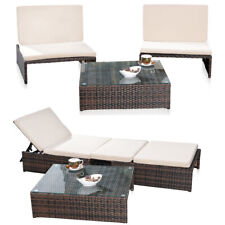 Zestaw wypoczynkowy 2 fotele i stół polirattan zestaw ogrodowy leżak brązowy na sprzedaż  Wysyłka do Poland
