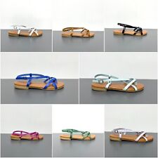 Summer Strap Thong Sandals Low Donna Pelle Made in Italy Various Colors myynnissä  Leverans till Finland