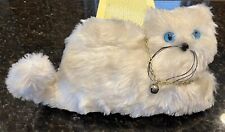 Vintage Handmade Fluffy White Kitty Cat Stuffed Animal/Gold Chain/Blue Eyes, used for sale  Shipping to South Africa