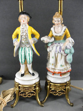 Porcelana Com Figura De Homem E Mulher Mesa Boudoir Cabeceira Lâmpadas Par Vitoriano Antigo, usado comprar usado  Enviando para Brazil
