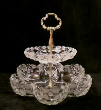 VINTAGE MIKASA WALTHER CRYSTAL 2-TIER SERVING TRAY w/SCROLL HANDLE - CARMEN for sale  Shipping to South Africa