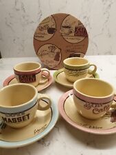 Vintage Rosanna French Cafe Manet set of 4 espresso cups & saucers BNIB for sale  Shipping to South Africa