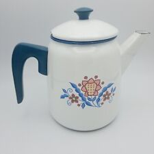 Vintage Kockums Sweden Enamel Coffee Pot Kettle Kurbits Folklore Scandinavian, used for sale  Shipping to South Africa