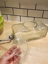 Vintage Ribbed Clear Glass Refrigerator Water Dispenser w/Spout for Flat Shelf for sale  Shipping to South Africa