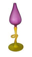 Vtg 1960's GLASS ACT STUDIO Hand Blown Art Glass Oil Lamp 8.25” Purple/Green 938, used for sale  Shipping to South Africa