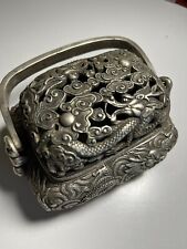 Usado, Fogão de mão quente antigo padrão dragão cobre branco porcelana comprar usado  Enviando para Brazil