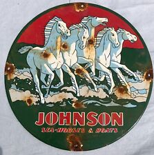 Vintage Original ENAMEL Johnson Seahorse &boats Service Sign. Outboard Motors for sale  Shipping to South Africa