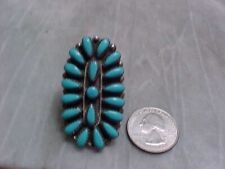 Used, VINTAGE LONG SIGNED ZUNI PETITPOINT TURQUOISE STERLING CLUSTER RING SZ 8-NR for sale  Tucson